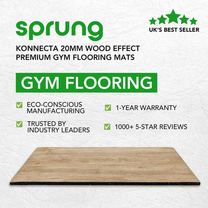 20mm Konnecta Wood Effect Gym Flooring Mats-Sprung Gym Flooring