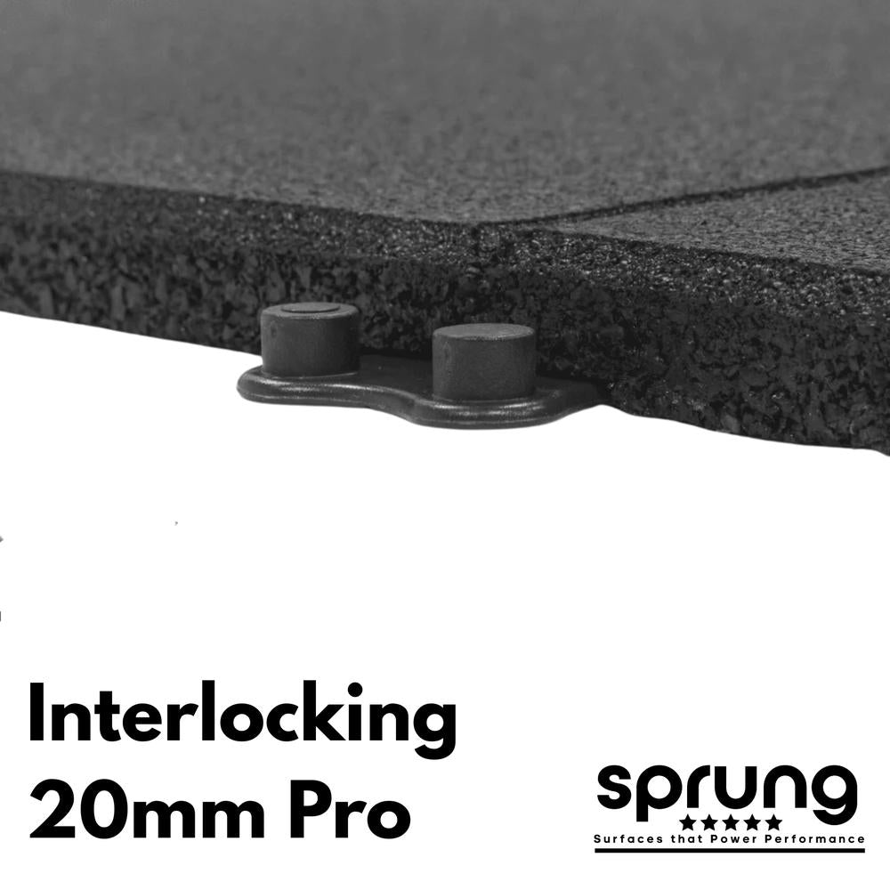 20mm PRO Interlocking Gym Tiles – Connection Inserts Included-Sprung Gym Flooring