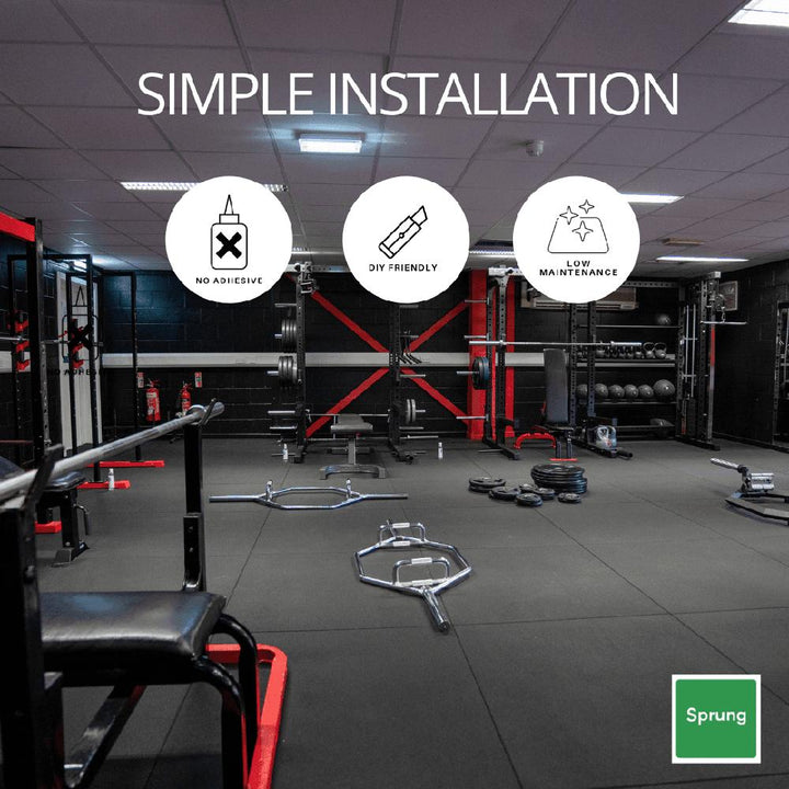 30mm Sprung PRO Gym Floor Tile - Rubber Heavy Duty Gym Flooring-Sprung Gym Flooring
