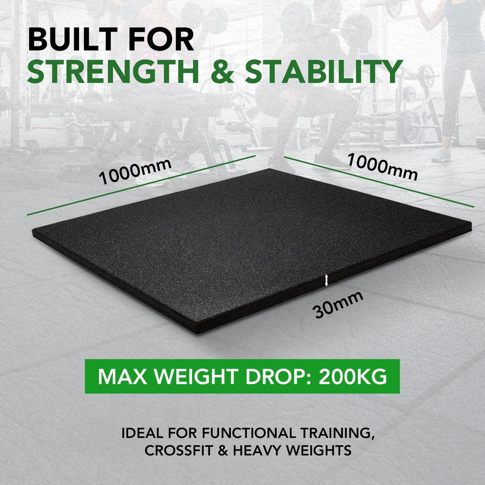 30mm Sprung PRO Gym Floor Tile - Rubber Heavy Duty Gym Flooring-Sprung Gym Flooring