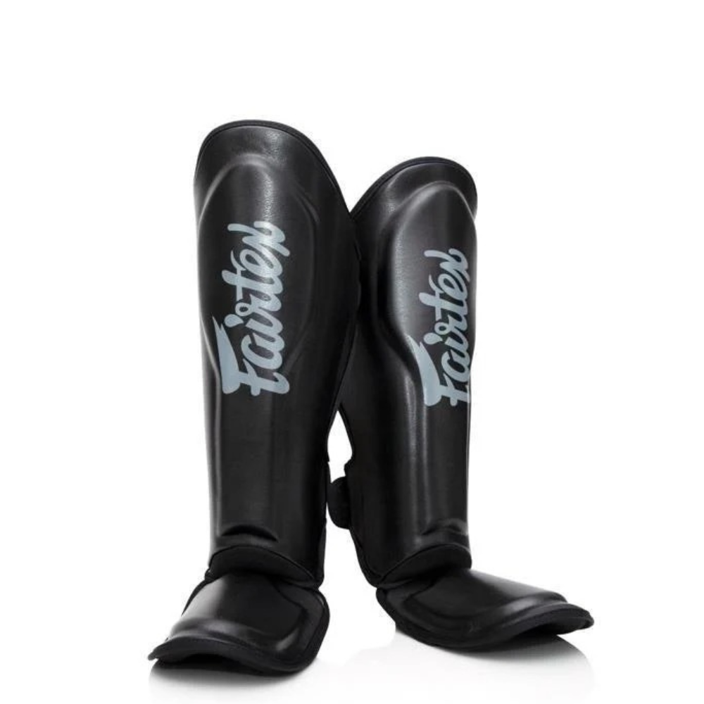 Protège-tibias Fairtex X Booster Muay Thai - Noir/Gris
