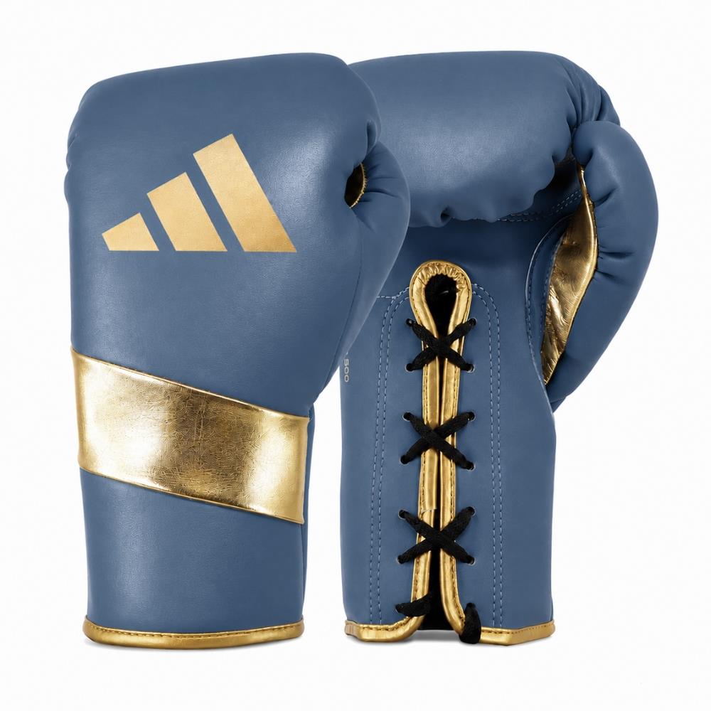 Adidas Adispeed Lace Boxing Glove - Blue/Gold (Leather)-Adidas