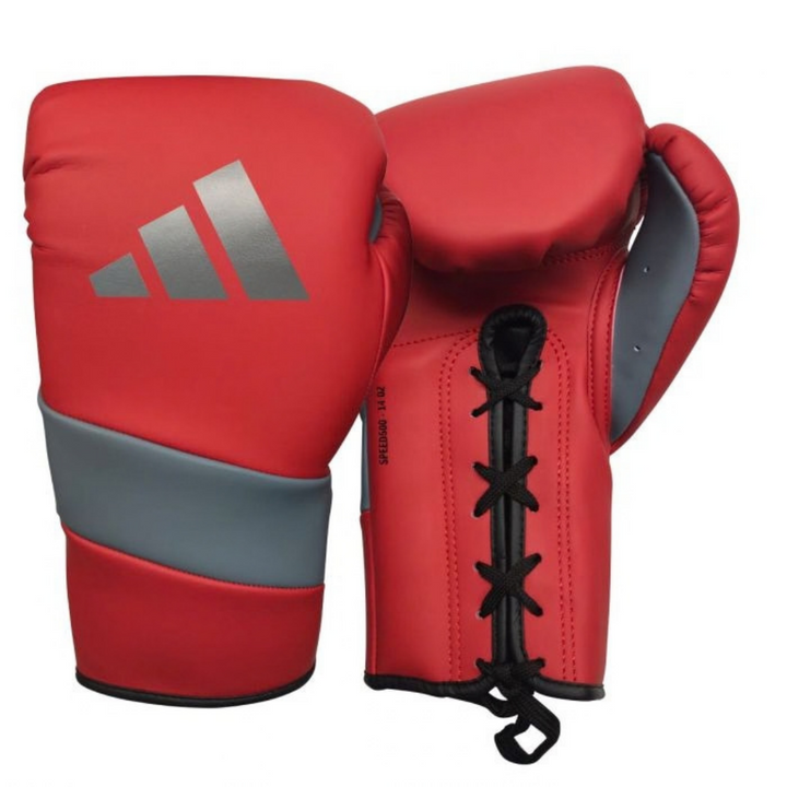 Adidas Adispeed Lace Pro Boxing Gloves - Red/Silver-Adidas