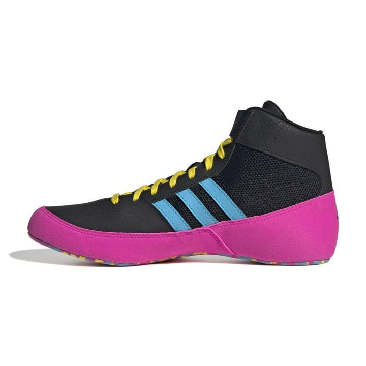 Adidas Adult Havoc Wrestling Boots - Black/Pink/Cyan-Adidas