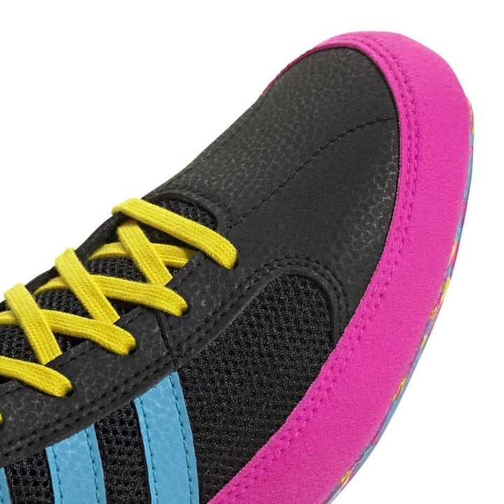 Adidas Adult Havoc Wrestling Boots - Black/Pink/Cyan-Adidas
