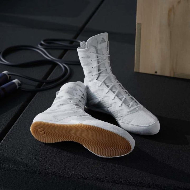 Adidas Box Hog 4 Boxing Boots - White-Adidas