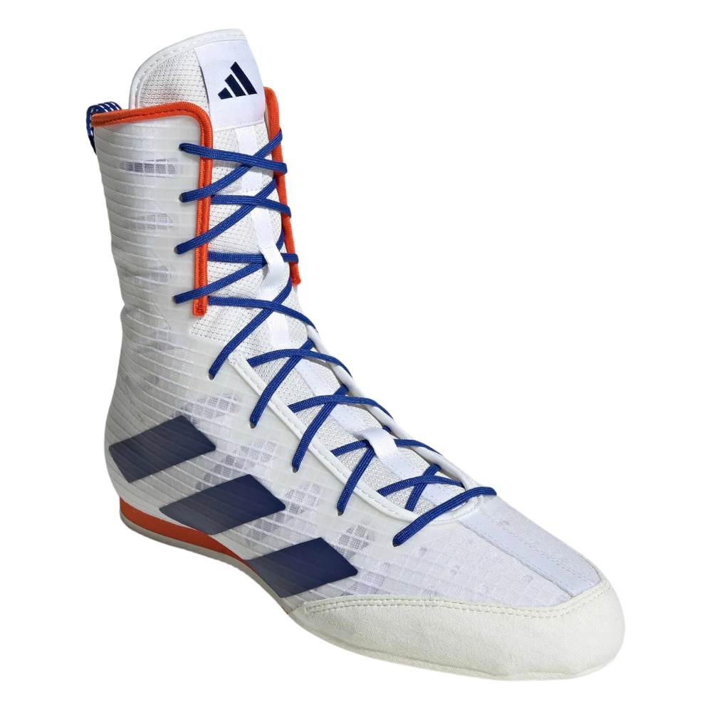 Adidas Box Hog 4 Boxing Boots - White/Blue/Red-Adidas
