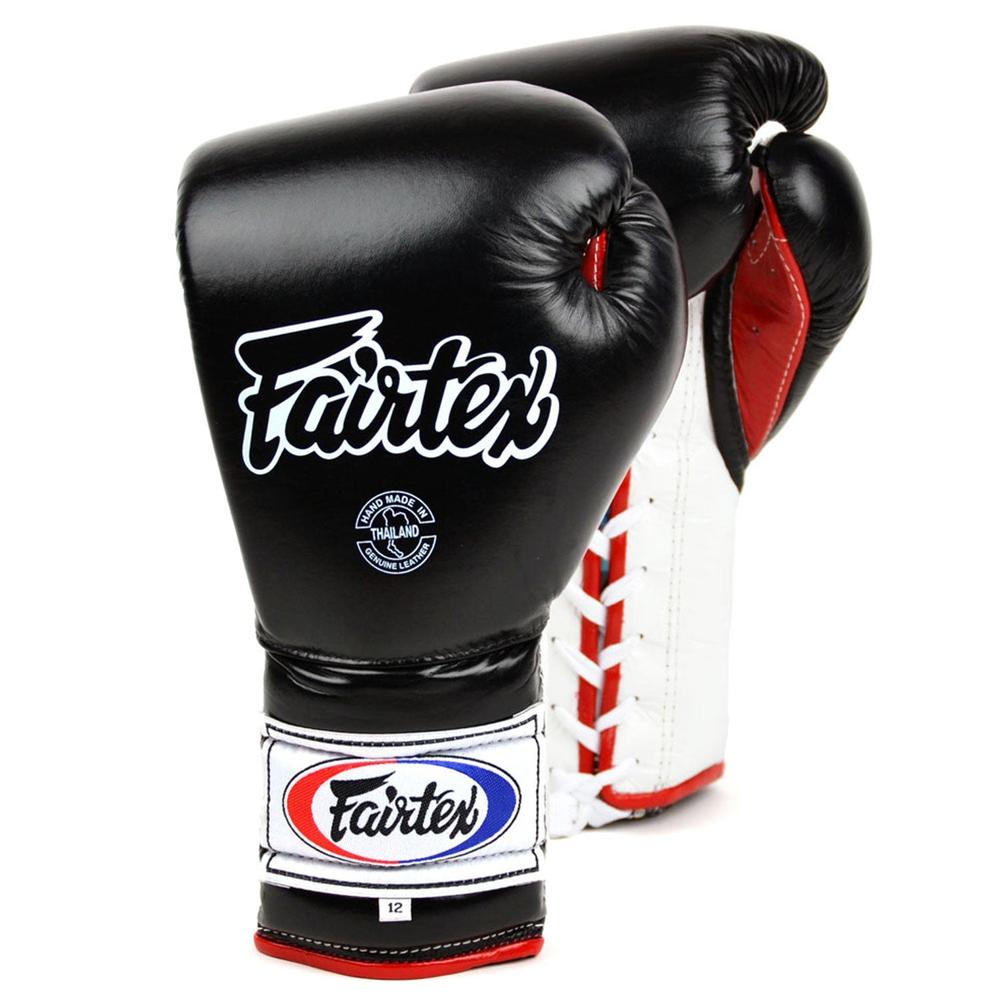 BGL7 Fairtex Mexican Lace-up Boxing Gloves Black-White-Red-Fairtex