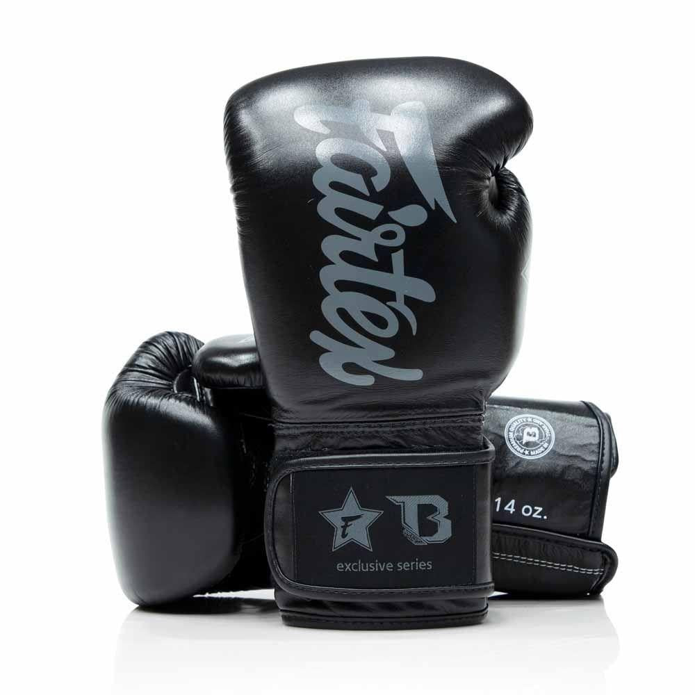 Fairtex x Booster Muay Thai Boxing Gloves - Black/Grey