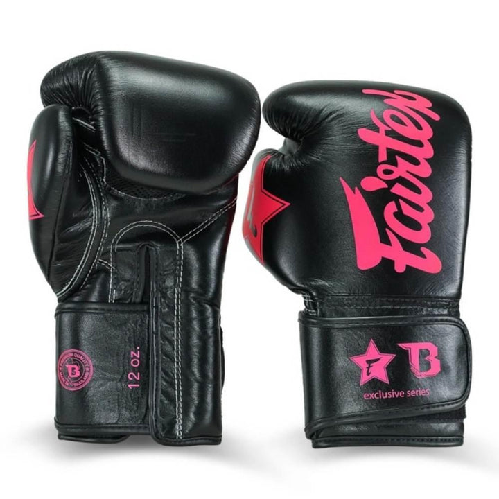 Fairtex x Booster Muay Thai Boxing Gloves - Black/Pink-Fairtex