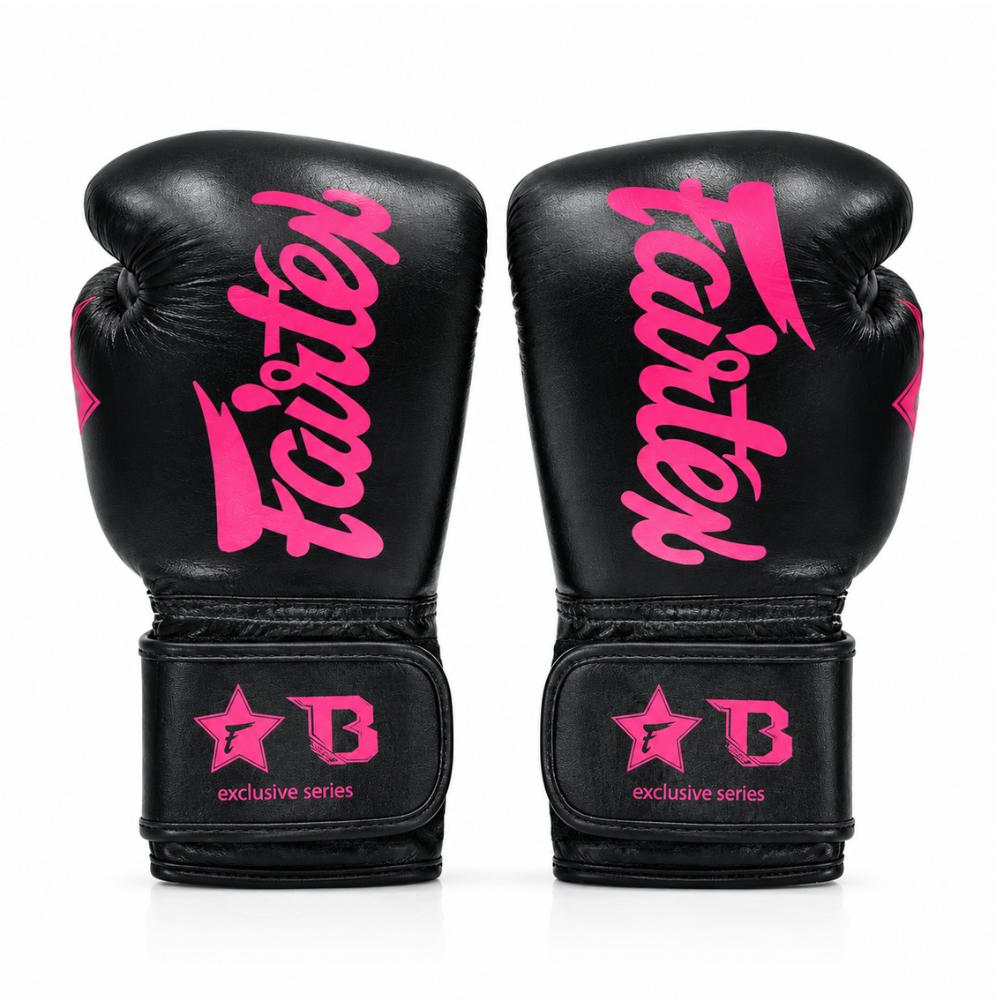 Fairtex x Booster Muay Thai Boxing Gloves - Black/Pink-Fairtex