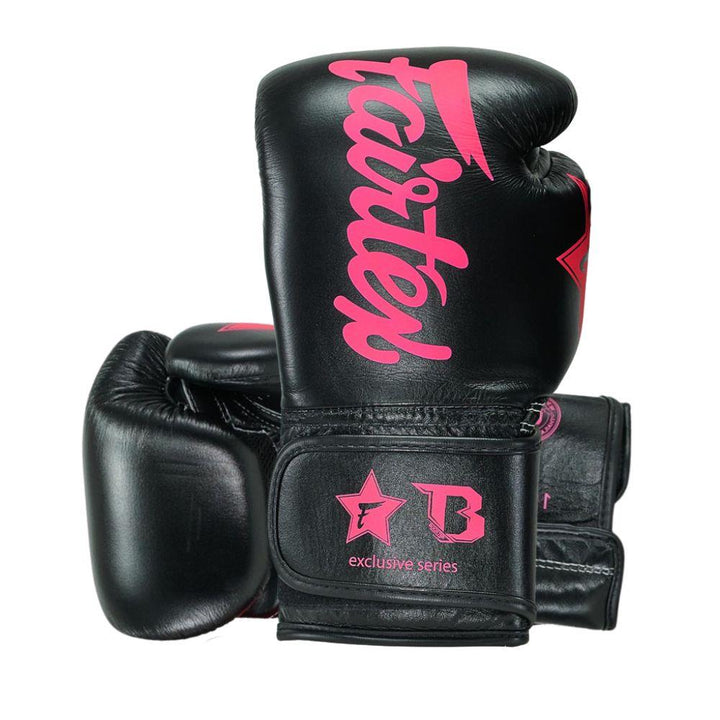 Fairtex x Booster Muay Thai Boxing Gloves - Black/Pink-Fairtex
