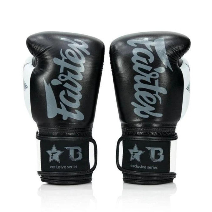 Fairtex X Booster Muay Thai Boxing Gloves - Black/White-Fairtex