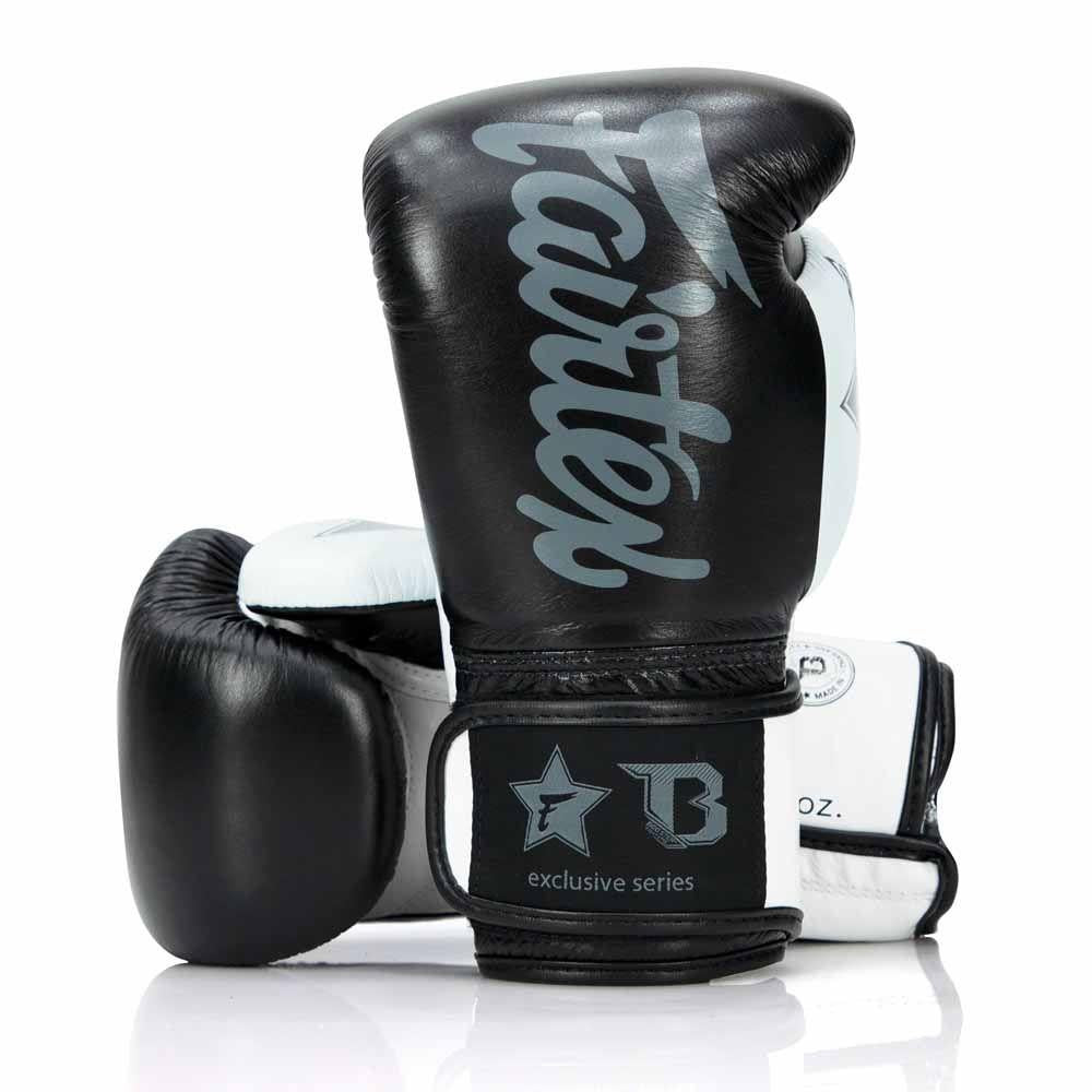 Fairtex x Booster Muay Thai Boxing Gloves - Black/White