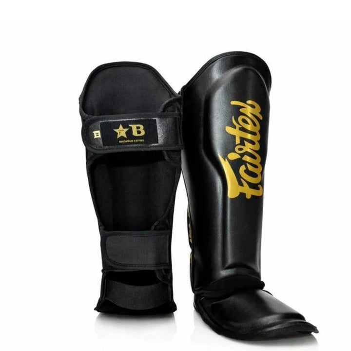 Fairtex x Booster Muay Thai Shin Guards - Black/Gold-Fairtex