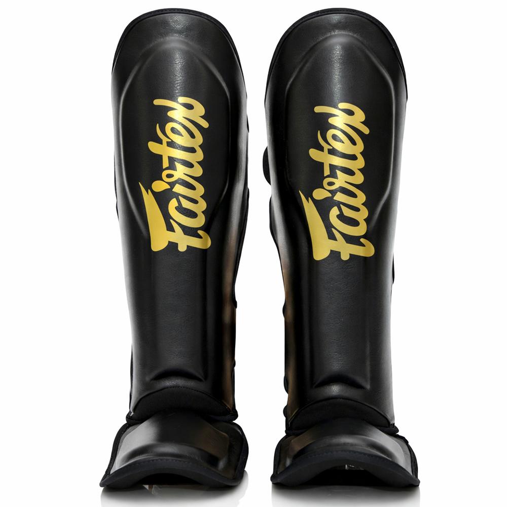 Fairtex x Booster Muay Thai Shin Guards - Black/Gold-Fairtex