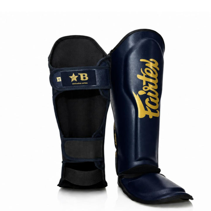 Fairtex x Booster Muay Thai Shin Guards - Navy/Gold-Fairtex