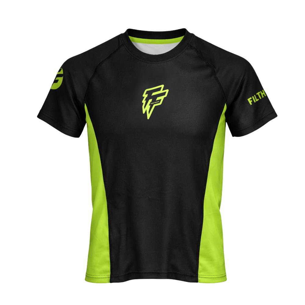 Filthy Few Titan Short Sleeve Rash Guard - Black/Green-Filthy Few