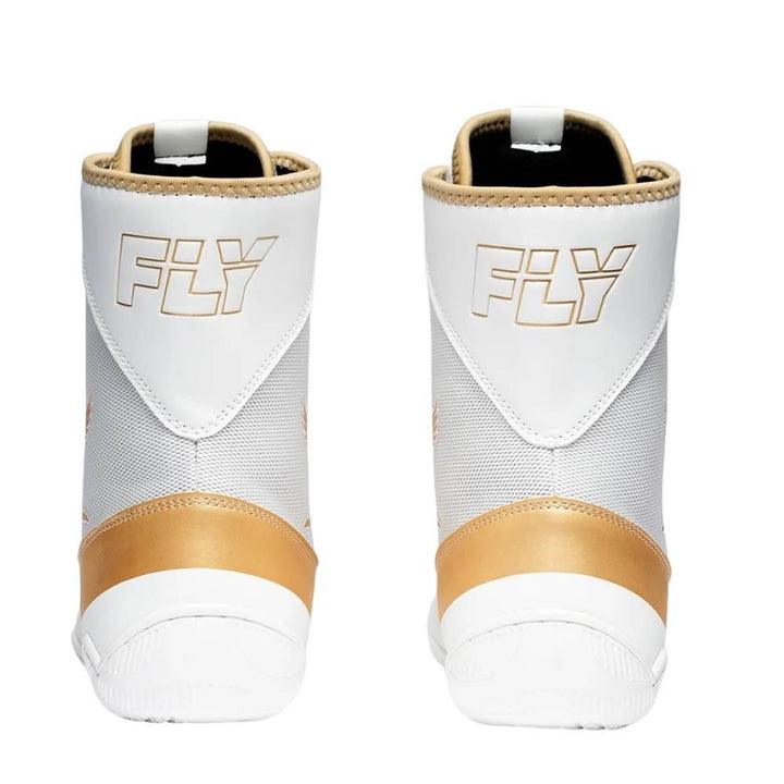 Fly Storm 2 Kids Boxing Boots - White/Gold-Fly