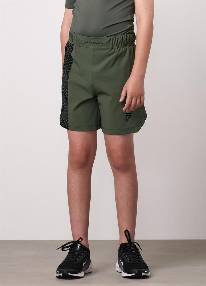 Gym King Fight Division Combat 7" Kids Shorts - Deep Olive-Gym King