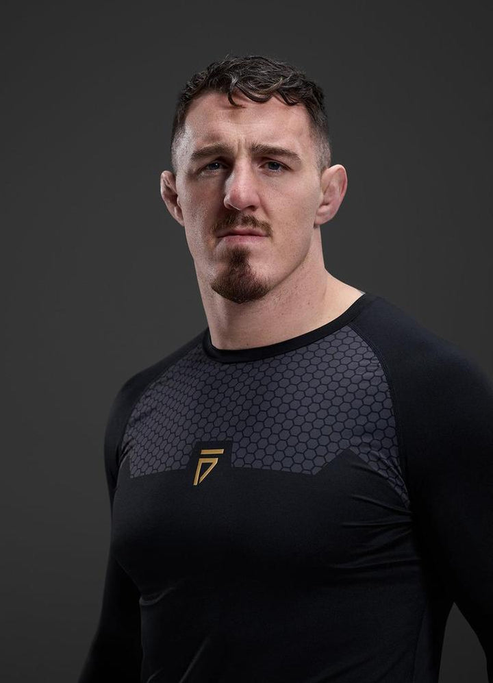Gym King Fight Division Combat Long Sleeve Rash Guard - Black