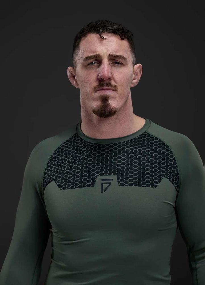 Gym King Fight Division Combat Long Sleeve Rash Guard - Deep Olive-Gym King