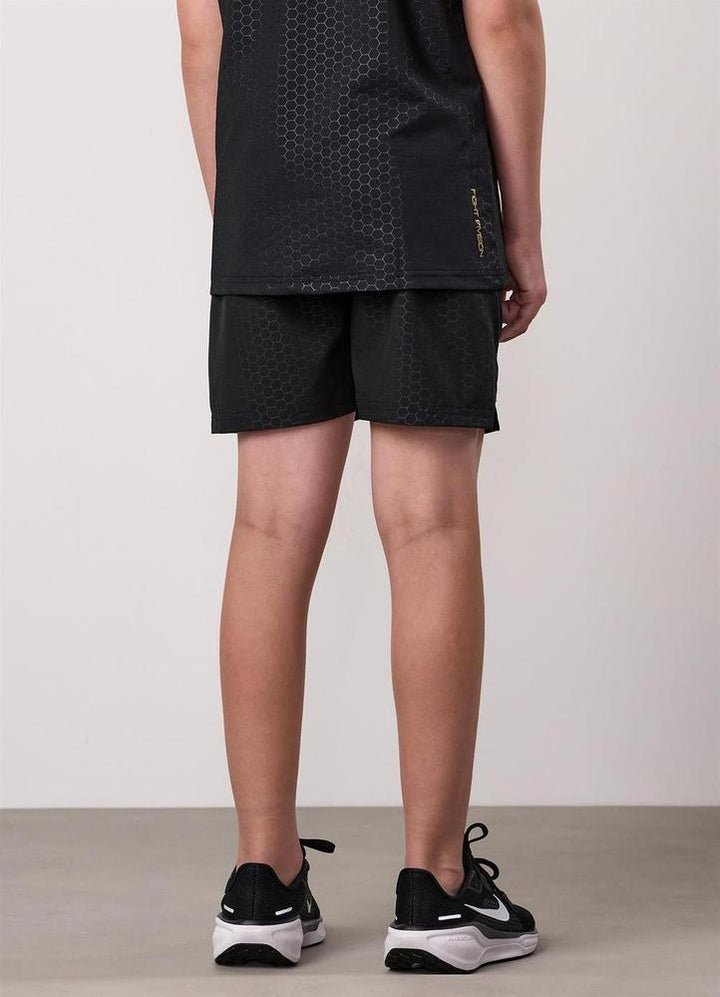 Gym King Fight Division Kids Debossed Training 5" Shorts - Black/Gold-Gym King