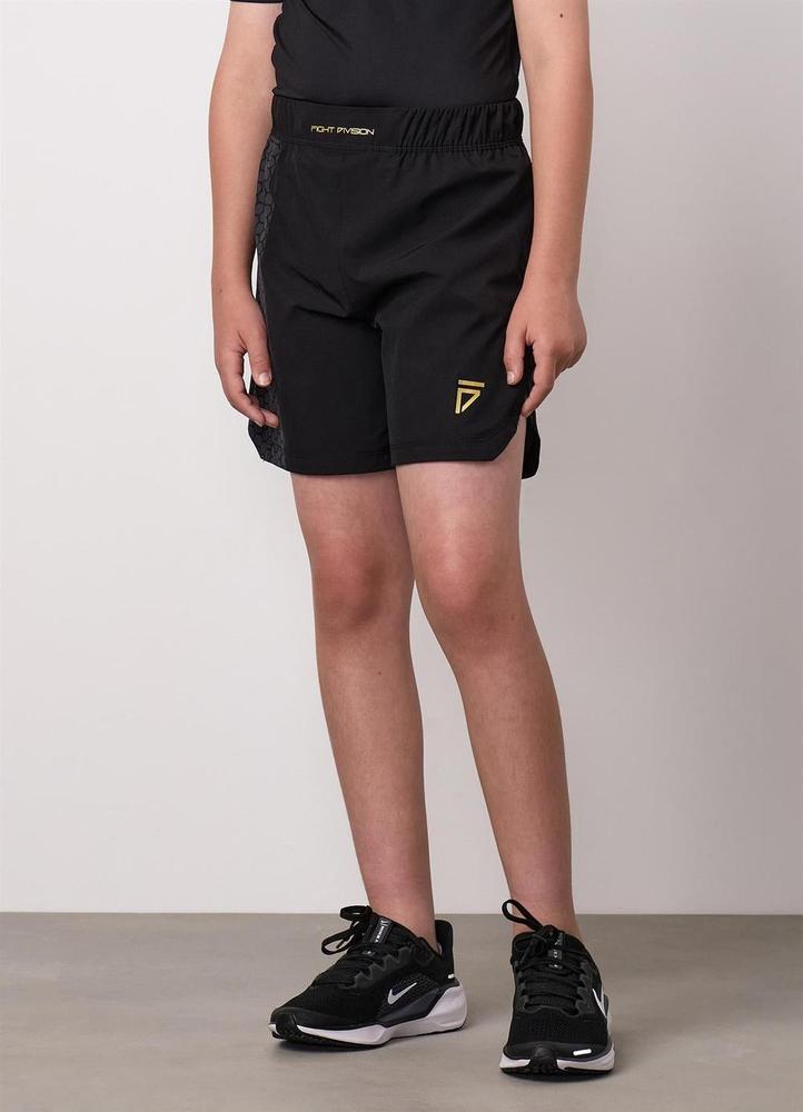 Gym King Fight Division Combat Kids Shorts - Black-Gym King
