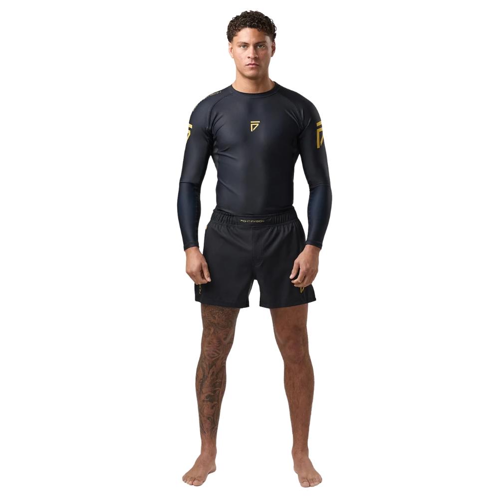 Gym King Sovereign Long Sleeve Rash Guard - Black/Gold-Fight Equipment UK