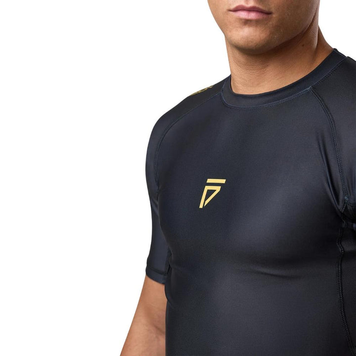 Gym King Sovereign Short Sleeve Rash Guard - Black/Gold-Fight Equipment UK