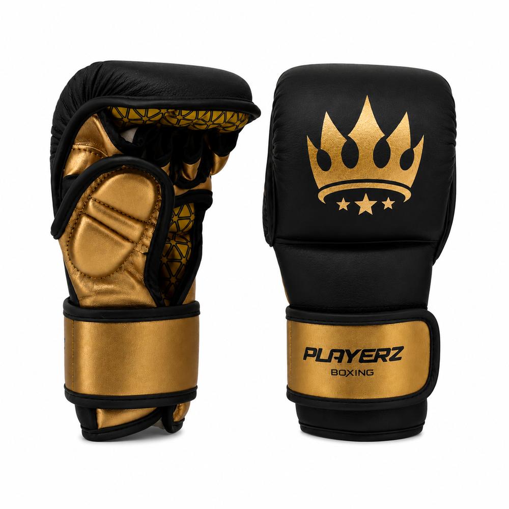 Playerz Power MMA Sparring Gloves - Black/Gold-Playerz Boxing