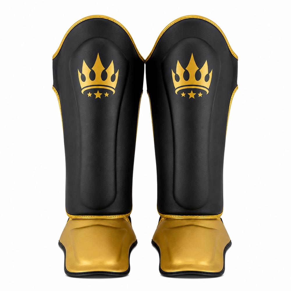 Playerz Power Shin Guards - Black/Gold-Playerz Boxing