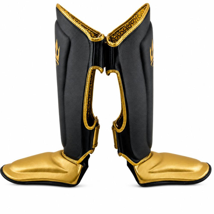 Playerz Power Shin Guards - Black/Gold-Playerz Boxing