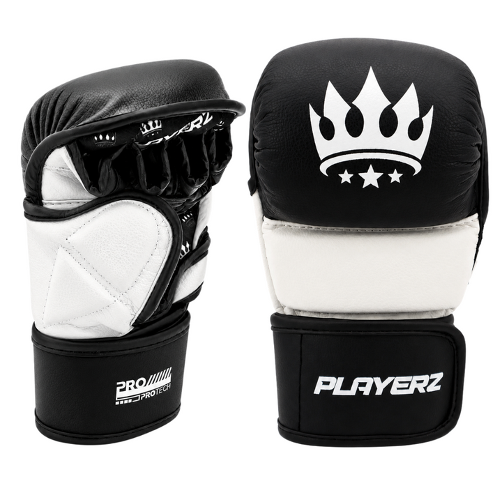 Playerz ProTech MMA Gloves - Black/White-Playerz Boxing