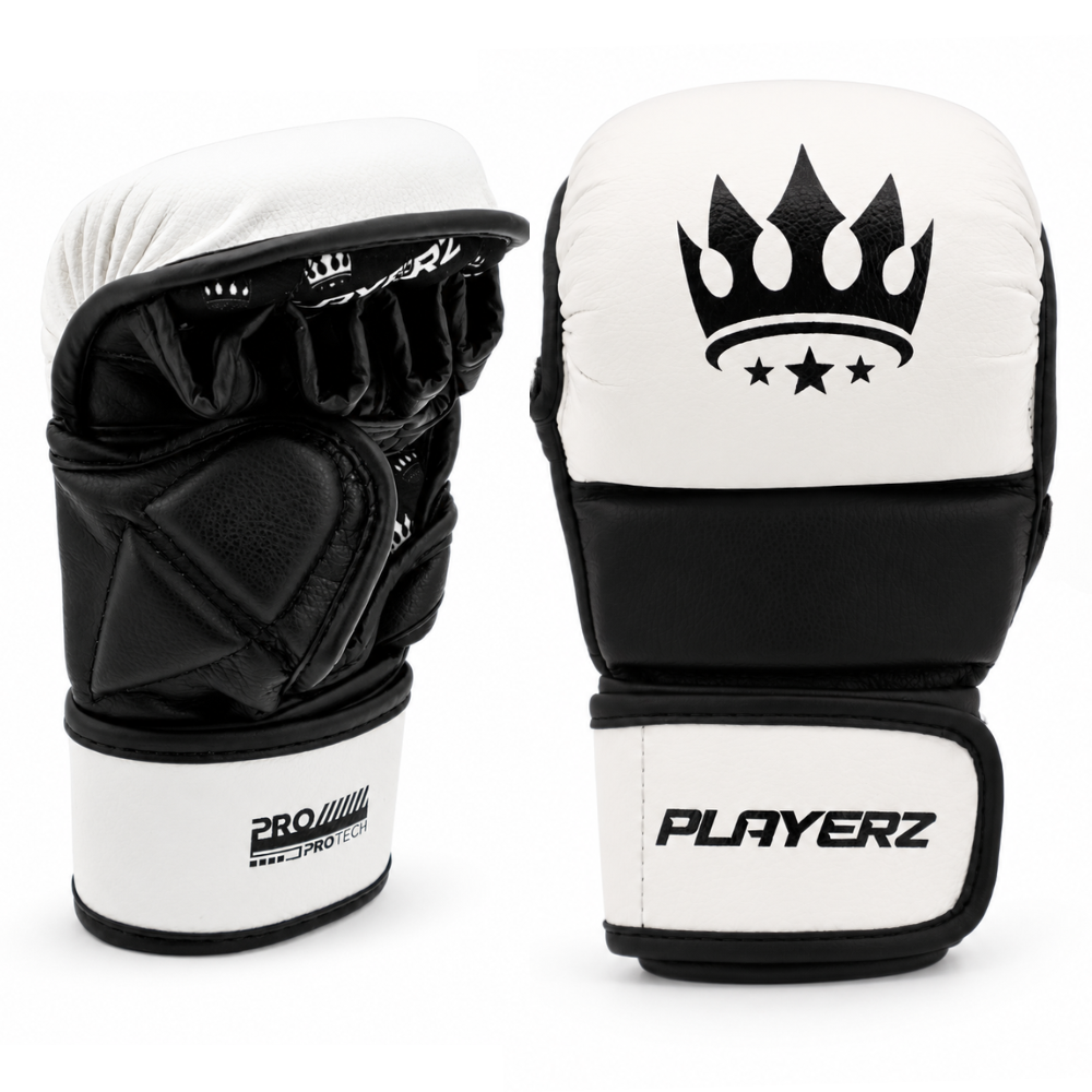 Playerz ProTech MMA Gloves - White/Black-Playerz Boxing