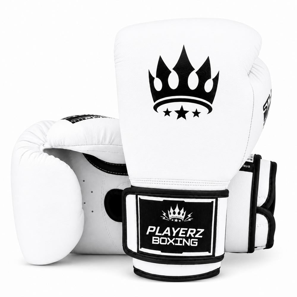 Playerz SparTech Boxing Gloves - White/Black-Playerz Boxing