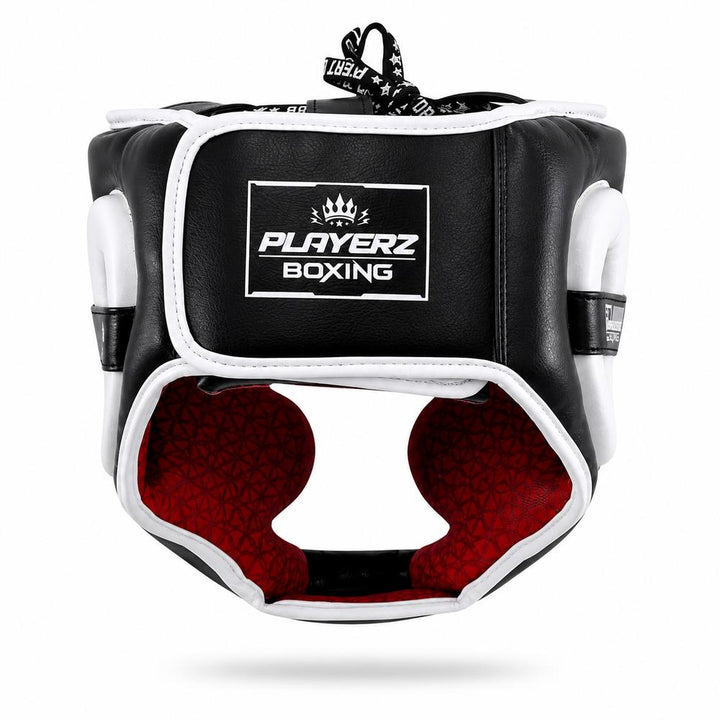 Playerz SparTech Head Guard - Black/White-Playerz Boxing