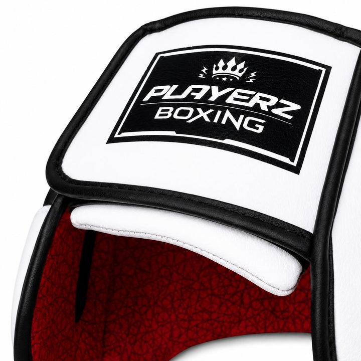 Playerz SparTech Head Guard - White/Black-Playerz Boxing