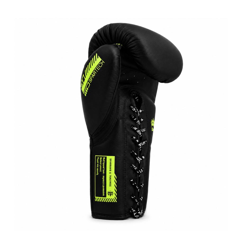 Playerz SparTech Lace Boxing Gloves - Black/Neon-Playerz Boxing