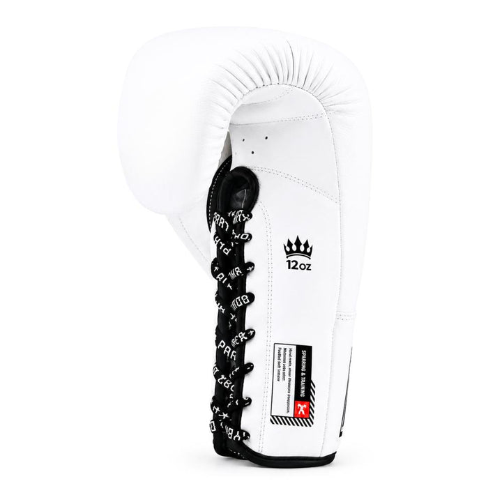 Playerz SparTech Lace Boxing Gloves - White/Black-Playerz Boxing