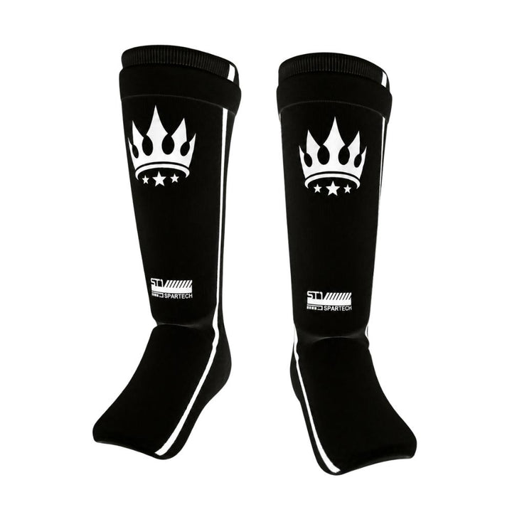 Playerz SparTech Lightweight Cotton Shin Guards - Black/White - Adults & Kids-Playerz Boxing