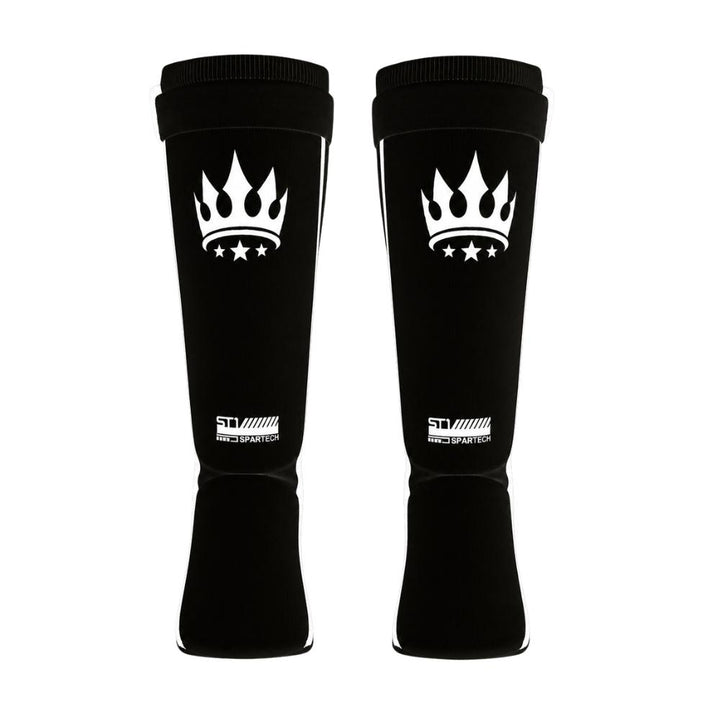 Playerz SparTech Lightweight Cotton Shin Guards - Black/White - Adults & Kids-Playerz Boxing