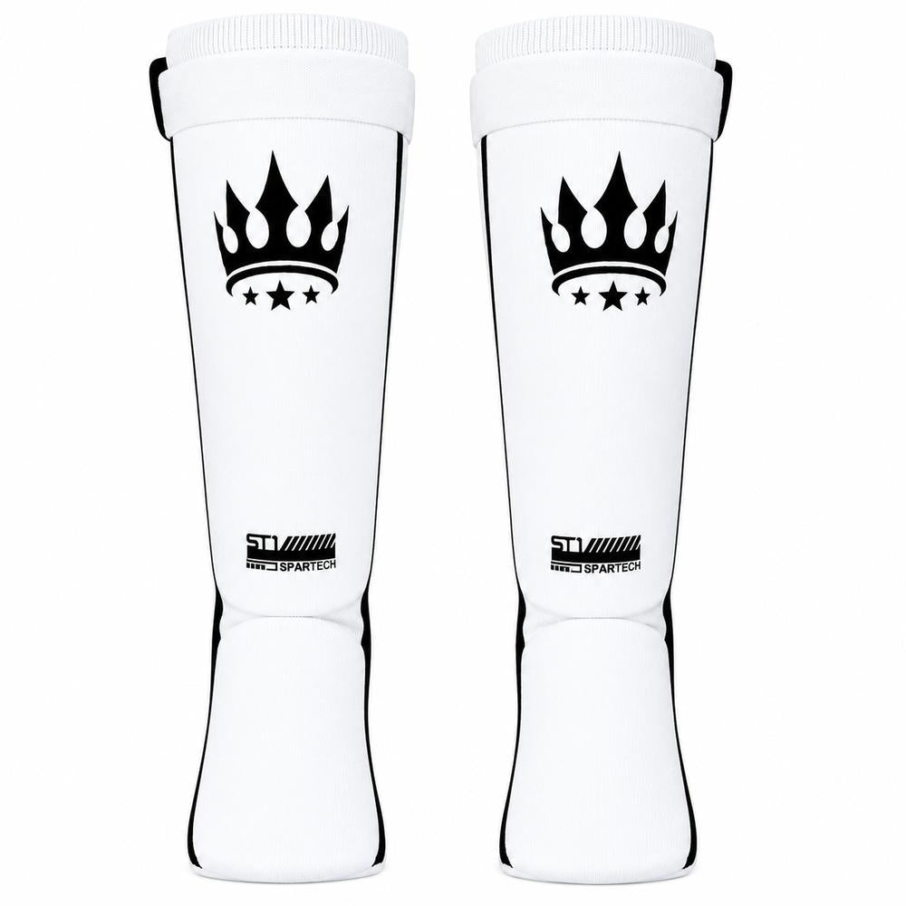 Playerz SparTech Lightweight Cotton Shin Guards - Whte/Black - Adult & Kids-Playerz Boxing