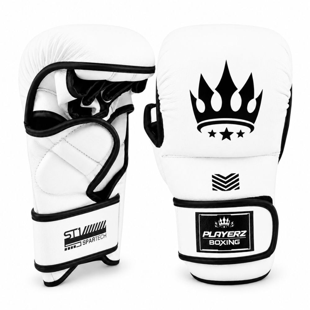Playerz SparTech MMA Sparring Gloves - White/Black-Playerz Boxing