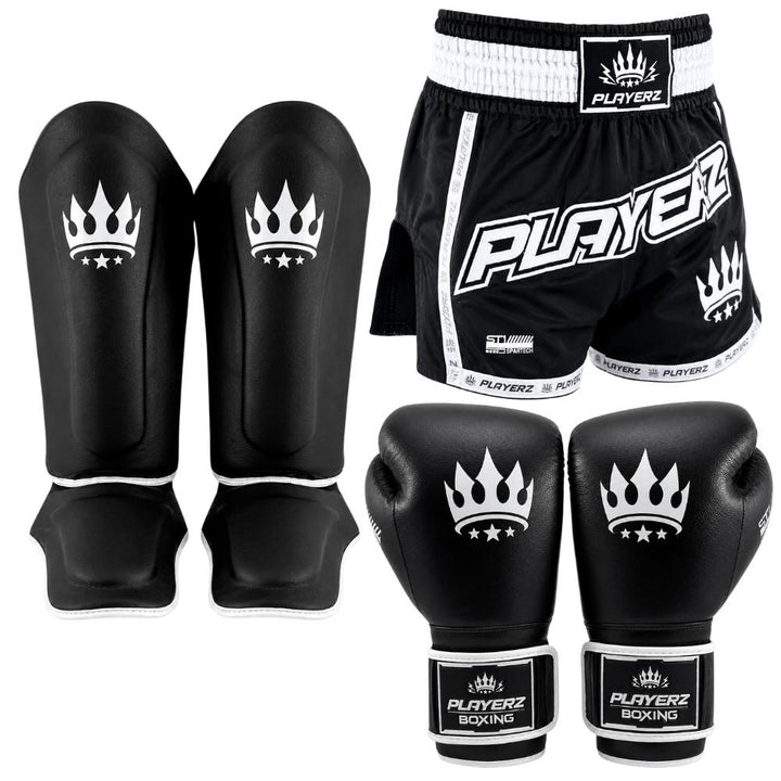 Playerz SparTech Muay Thai Set - Black-Playerz Boxing