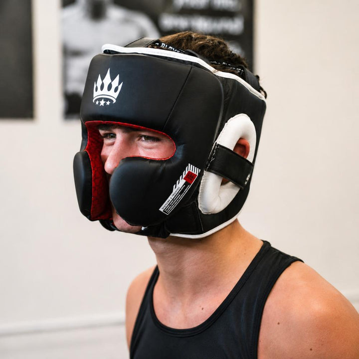Playerz SparTech Pro Head Guard - Black/White-Playerz Boxing