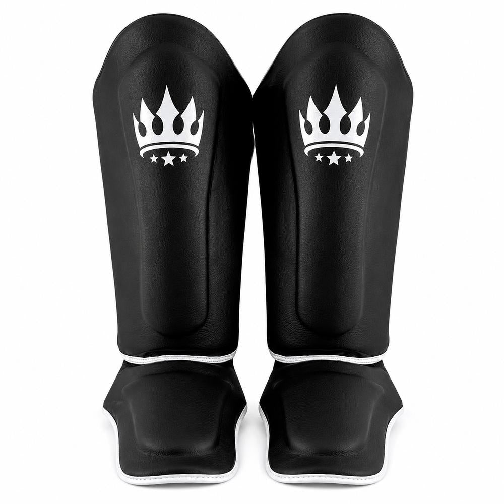 Playerz SparTech Shin Guards - Black/White-Playerz Boxing