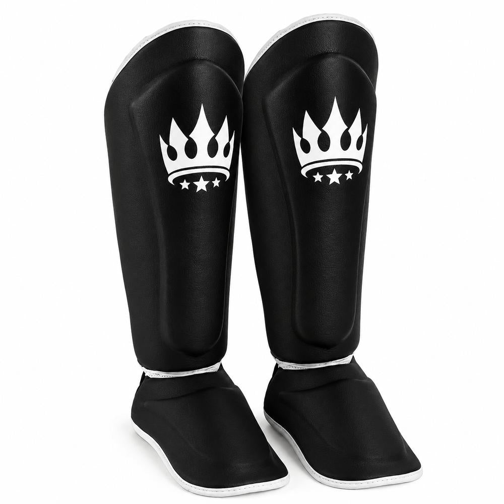 Playerz SparTech Shin Guards - Black/White-Playerz Boxing