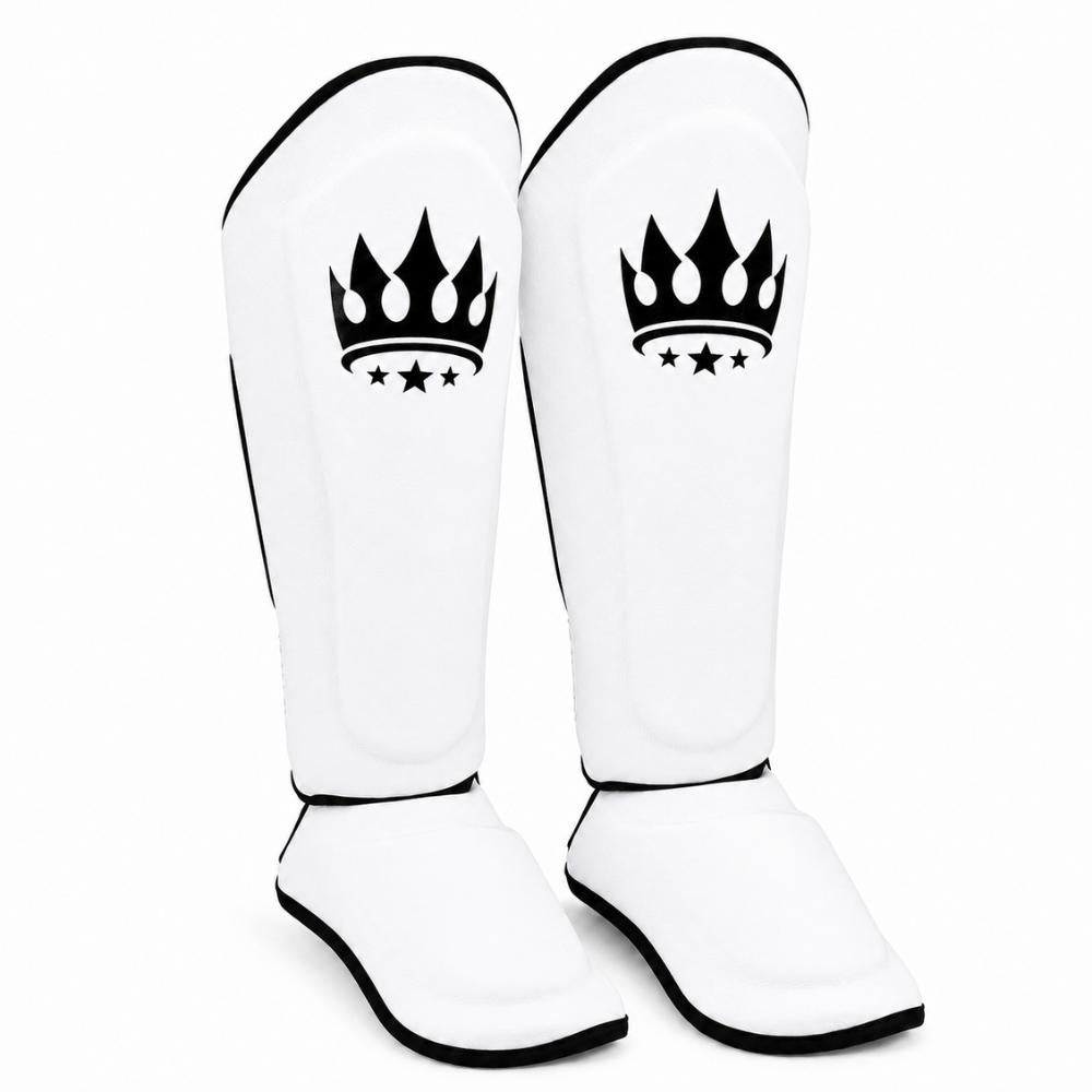 Playerz SparTech Shin Guards - White/Black-Playerz Boxing