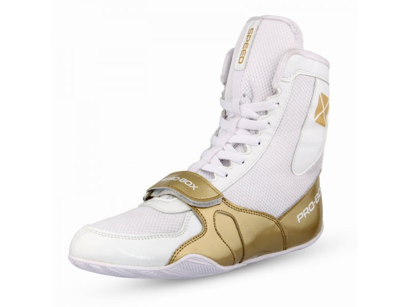 Pro Box Speed Lite Boxing Boots - White/Gold-Pro Box